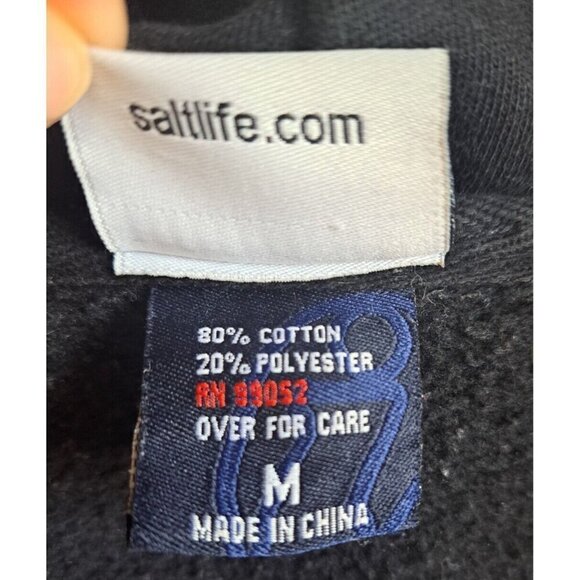 Salt Life Men's M Full Zip Black Hoodie NO DRAWSTRING - Picture 6 of 7